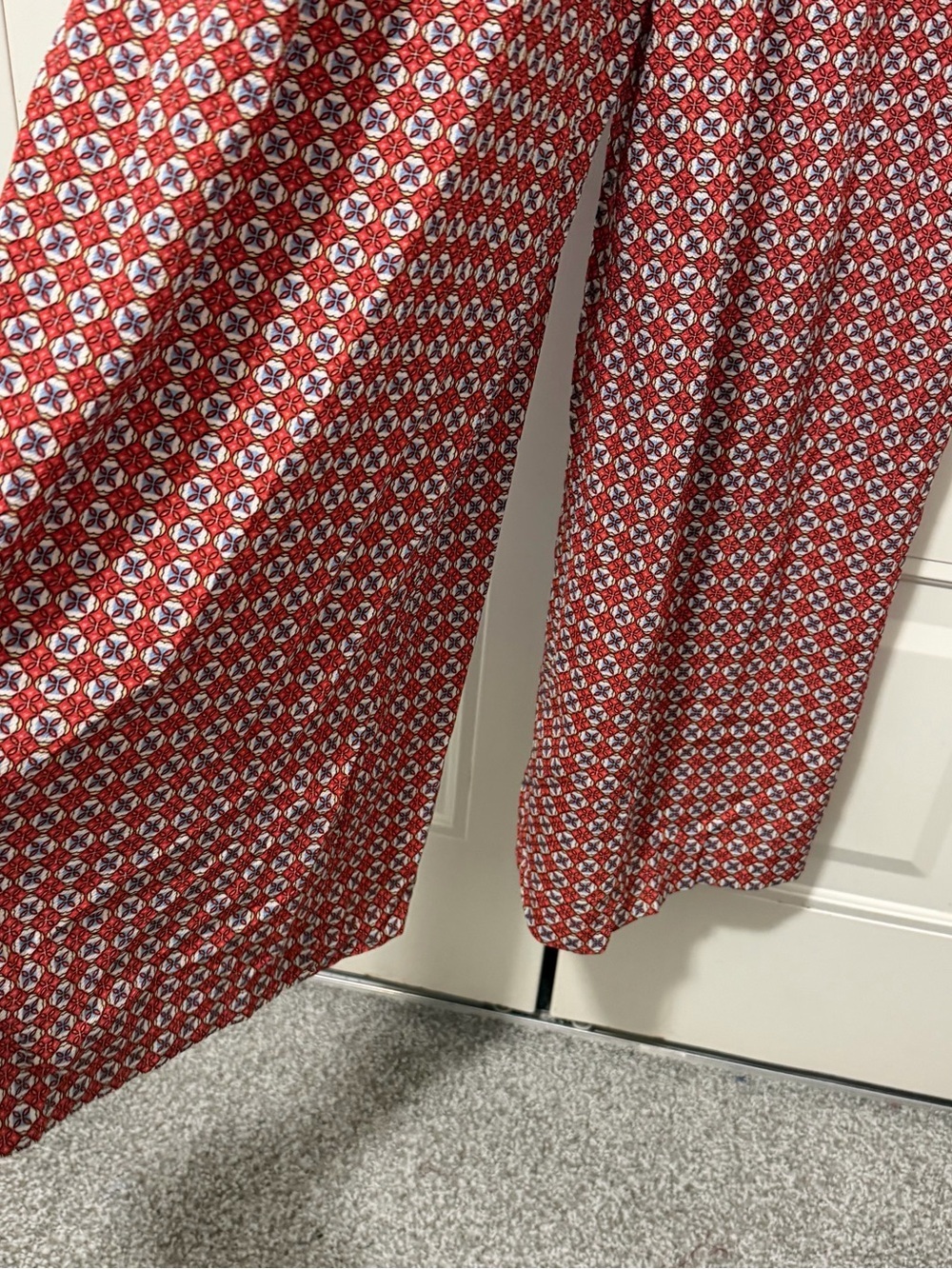 Max Studio Rust Red Printed Smocked-Waist Jumpsuit - Picture 3 of 12